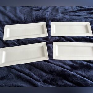 Pier One Imports White Porcelain Tasting Party Appetizer Plates Set of 4